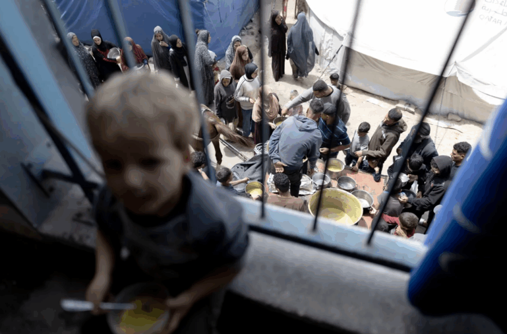 People striving due to hunger