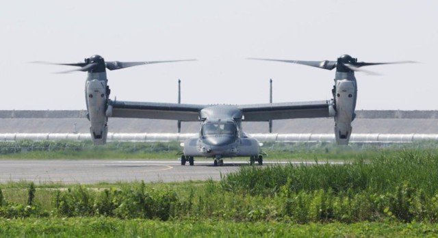 V-22 Osprey at Camp Saga, southwestern Japan, July 9, 2025. (AP Photo)
